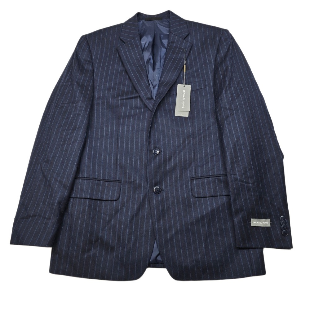 Michael‎ Kors Pinstripe Suit Jacket Mens 38R Navy Blue Classic Fit Wool $450 NEW